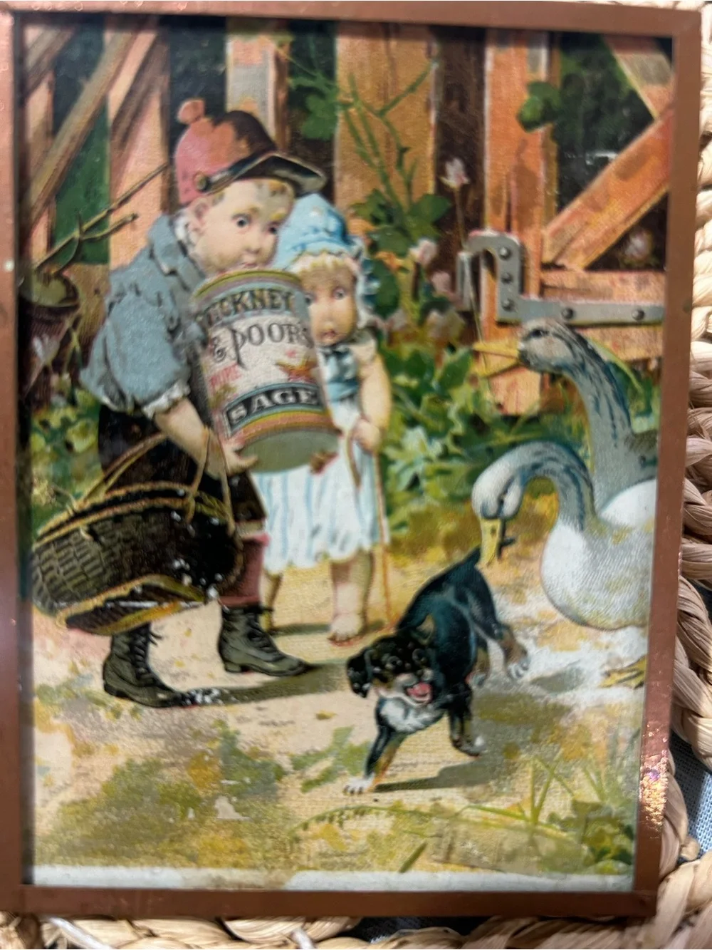 Vintage-Style 1880 Boston  Brown Picture Frame with Illustrated Print